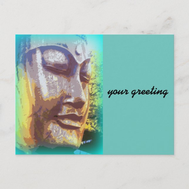 Buddha Gesicht grün Postkarte (Vorderseite)