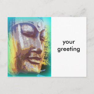 Buddha Gesicht grün Postkarte