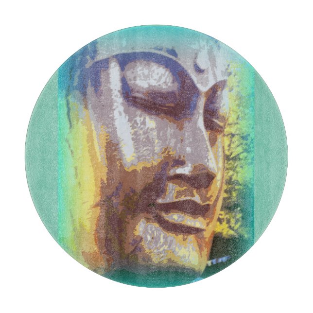 Buddha Gesicht grün Schneidebrett (Vorderseite)
