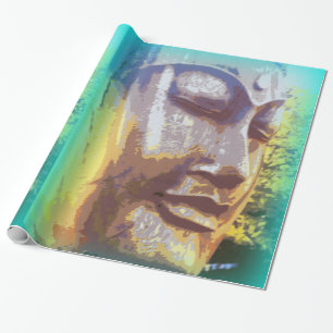 Buddha-Gesicht in Grünnähe Geschenkpapier