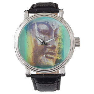 Buddha Gesichtsgrün Armbanduhr