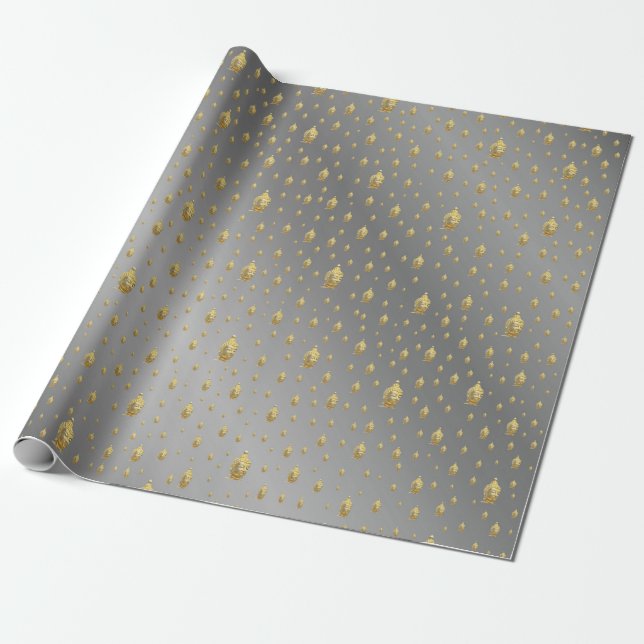 Buddha, golden + buddha, asiatisches Muster, glänz Geschenkpapier (Ungerollt)