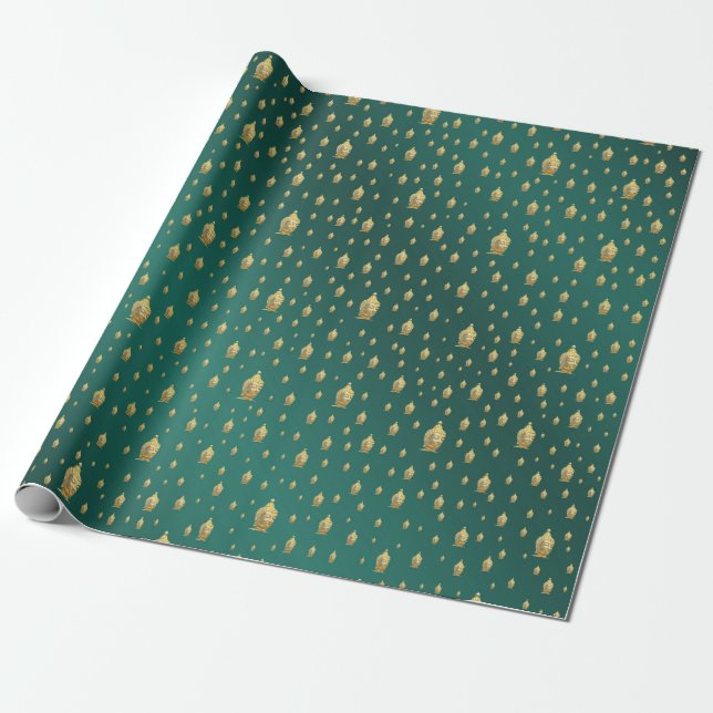Buddha, golden + buddha, asiatisches Muster, glänz Geschenkpapier (Ungerollt)