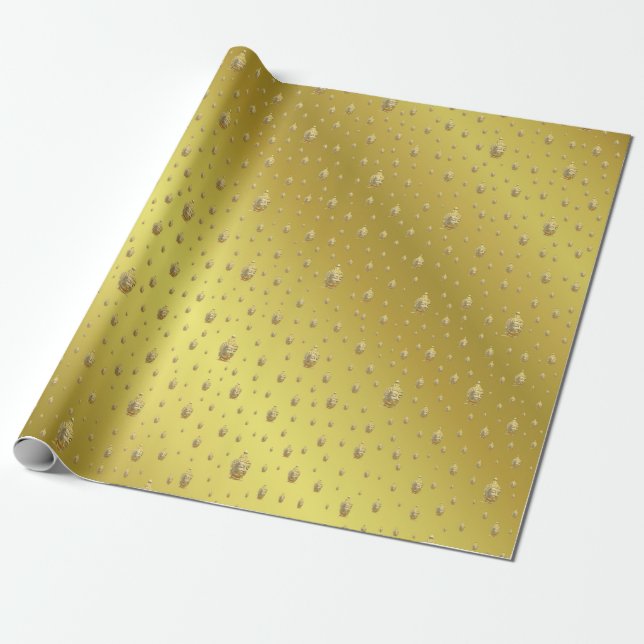Buddha, golden + buddha, asiatisches Muster, glänz Geschenkpapier (Ungerollt)