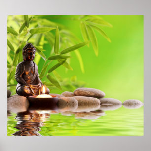 Buddha, grün, zen, Frieden, Meditation, Stille, Y Poster