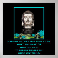 Buddha Head mit inspirierendem Zitat über Glück