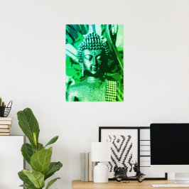 Buddha Helles Grün Ombre Meditation Zen Kunst Poster