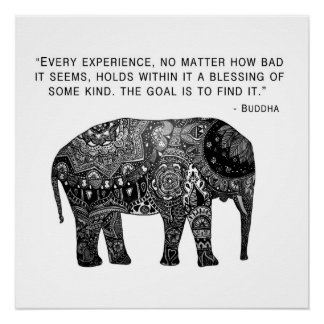 Buddha Henna Elephant Wisdom Poster