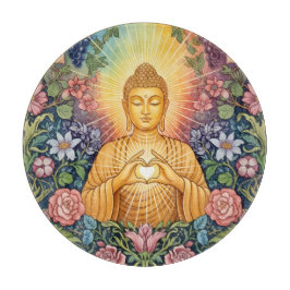 Buddha, Herz des Lichts, Küche, floral, Vintag Schneidebrett