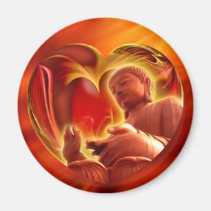 BUDDHA Herz Feuer rot Magnet