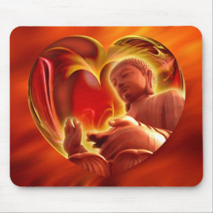 BUDDHA Herz   Feuer rot Mousepad