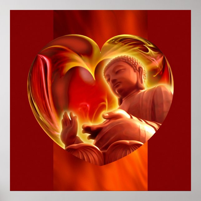 BUDDHA Herz | Feuer rot Poster (Vorne)