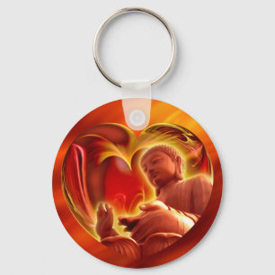 BUDDHA Herz feuerrot Schlüsselanhänger