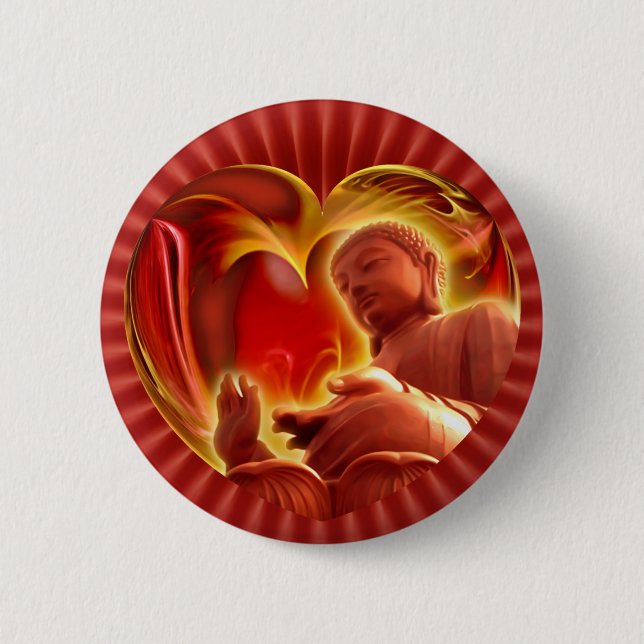 BUDDHA Herz | rot Button (Vorderseite)
