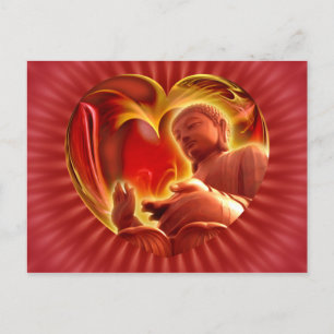 BUDDHA Herz   rot Postkarte