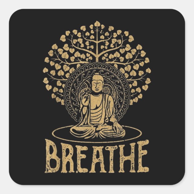 Buddha Idee Yoga und Meditation Quadratischer Aufkleber (Vorderseite)