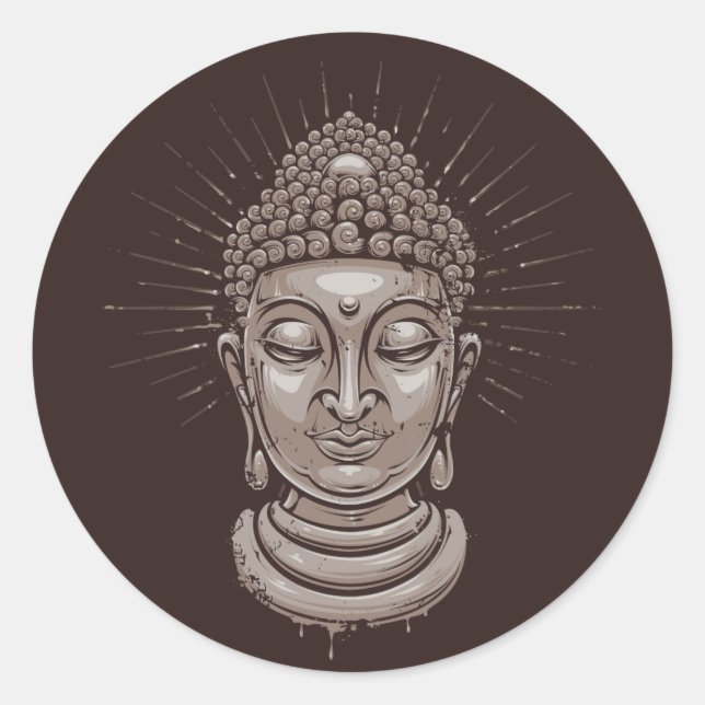 Buddha Illustration Runder Aufkleber (Vorderseite)