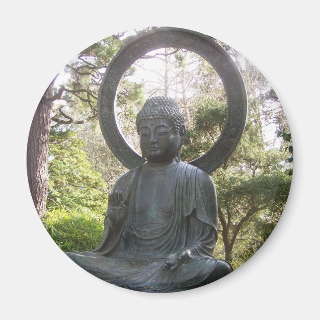 Buddha im japanischen Teegarten Magnet (Vorne)