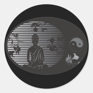 Buddha im Oval Runder Aufkleber