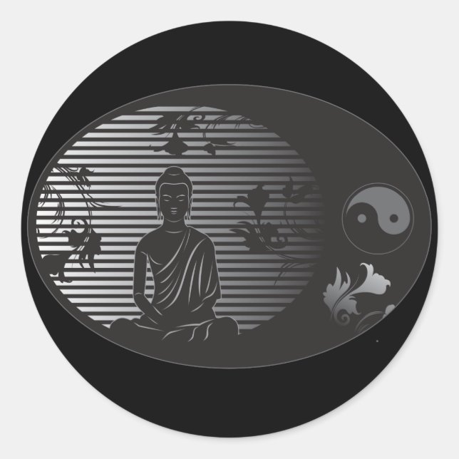 Buddha im Oval Runder Aufkleber (Vorderseite)