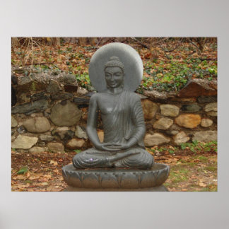 Buddha im Regen Poster