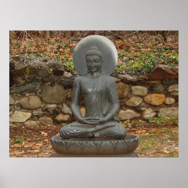 Buddha im Regen Poster (Vorne)
