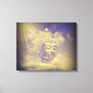 Buddha in bunten Wolken mit künstlicher Sonne Leinwanddruck