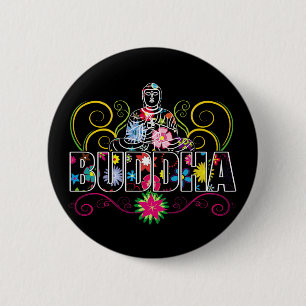Buddha in den Blumen Button