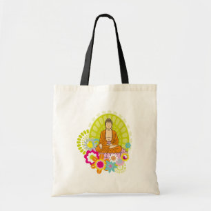 Buddha in den Frühlings-Blumen Tragetasche