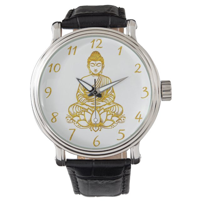 Buddha in der Pose Lotus, Armbanduhr (Vorderseite)