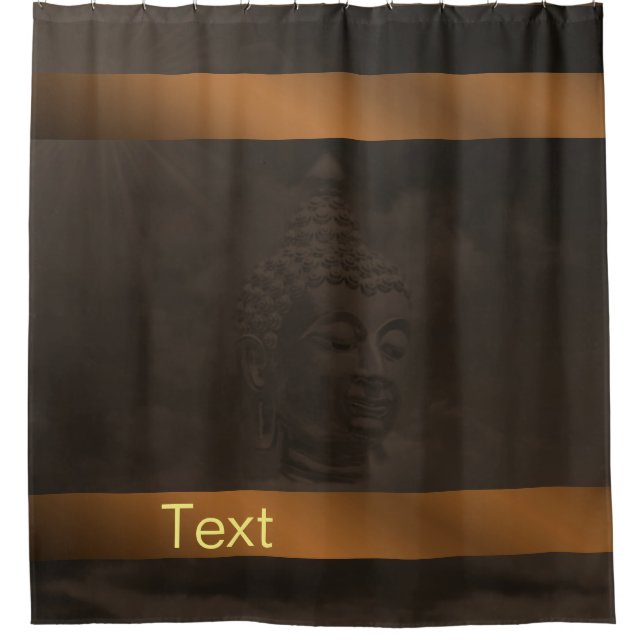 Buddha in dunkelbraunem Duschvorhang (Vorderseite)