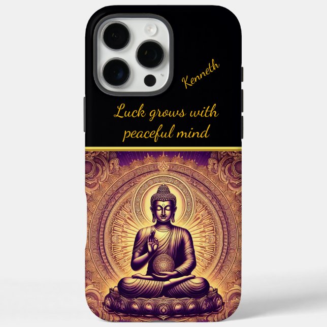 Buddha in einem friedlichen Lotusgarten iPhone 16 Pro Max Hülle (Rückseite)