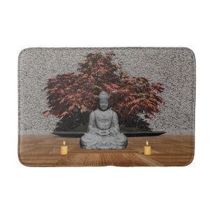 Buddha in einem Raum - 3D übertragen Badematte