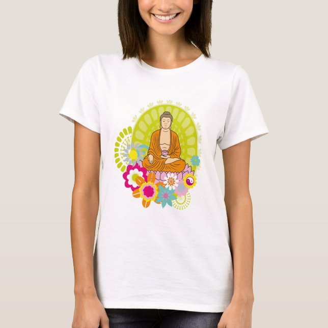 Buddha in Frühlingsblumen T-Shirt (Vorderseite)