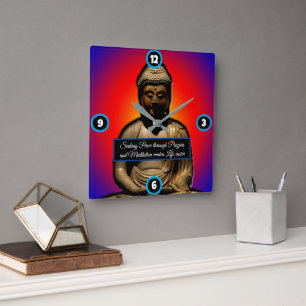 Buddha in Meditation Quadratische Wanduhr