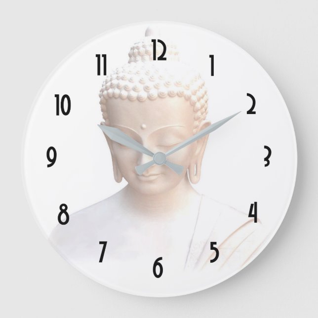 Buddha in ruhigem nachdenklichem des Weiß-| und Große Wanduhr (Vorderseite)