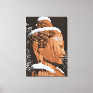 Buddha in schneebedeckten Leinwänden Leinwanddruck