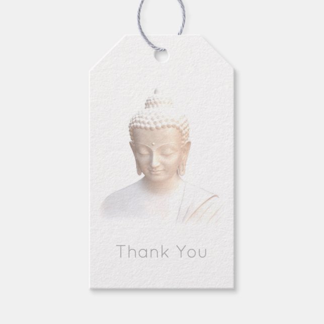 Buddha in Weiß | Serene Meditative Vielen Dank Geschenkanhänger (Vorderseite)