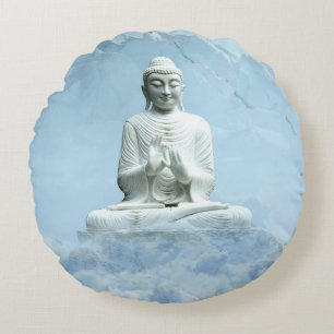 Buddha in Wolken Rundes Kissen