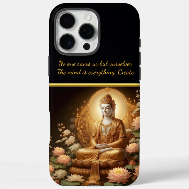 Buddha inmitten von Lotus-Blume. iPhone 16 Pro Max Hülle (Rückseite)