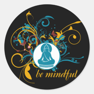 Buddha ist aufmerksam runder aufkleber