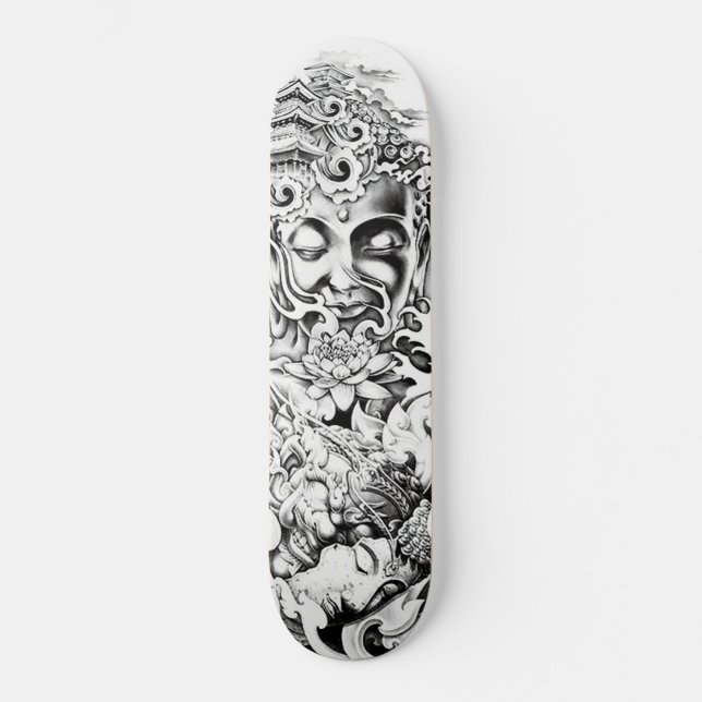 Buddha Japanischer Demon Lotus Palace Wave Skatebo Skateboard (Vorderseite)