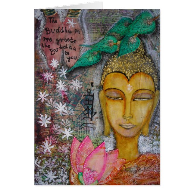 Buddha-Karte mit Namaste im Hindi von Indien (Vorne)