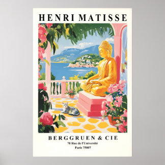 Buddha-Katze Kunstprint Matisse-Stil Spirituelle W Poster