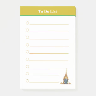Buddha-Kopf & Golden Header To-Do-Liste liniert Post-it Klebezettel