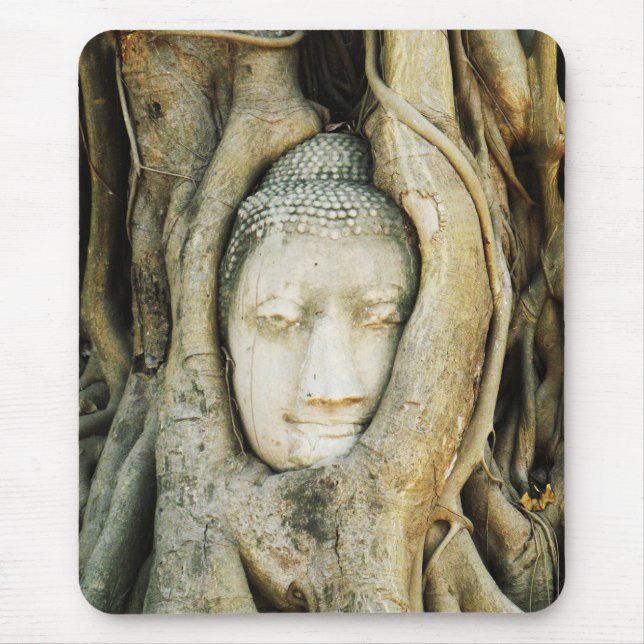 Buddha Kopf in der Feigenbaum .. Ayutthaya, Thaila Mousepad (Vorne)