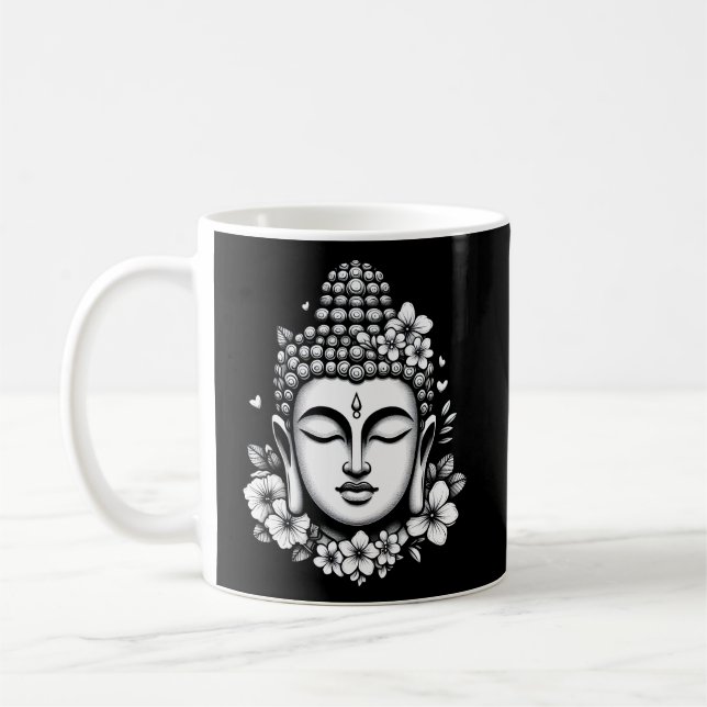 Buddha-Kopf mit Blume Kaffeetasse (Links)