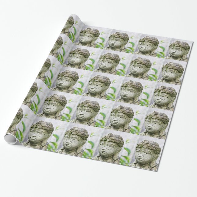 Buddha-Kopfstatue Geschenkpapier (Ungerollt)