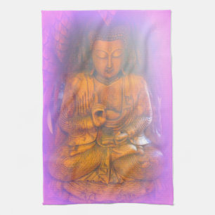 Buddha-Küchentuch der lila Auras meditierendes Geschirrtuch