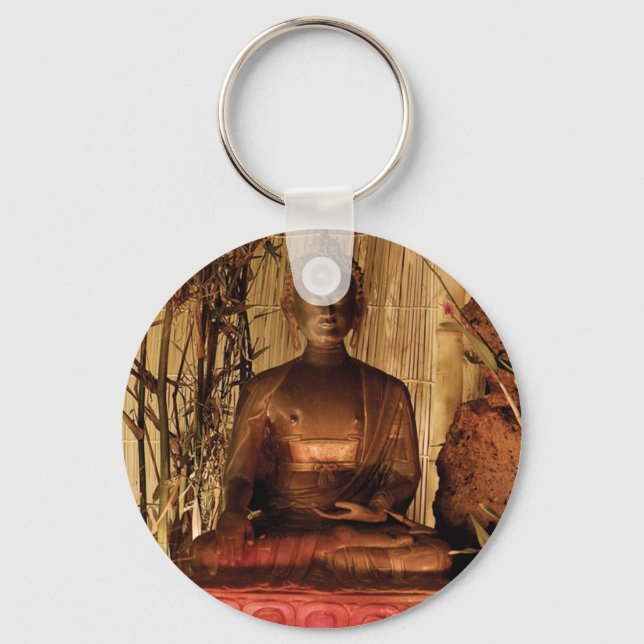BUDDHA : Kupferstatue Schlüsselanhänger (Vorderseite)